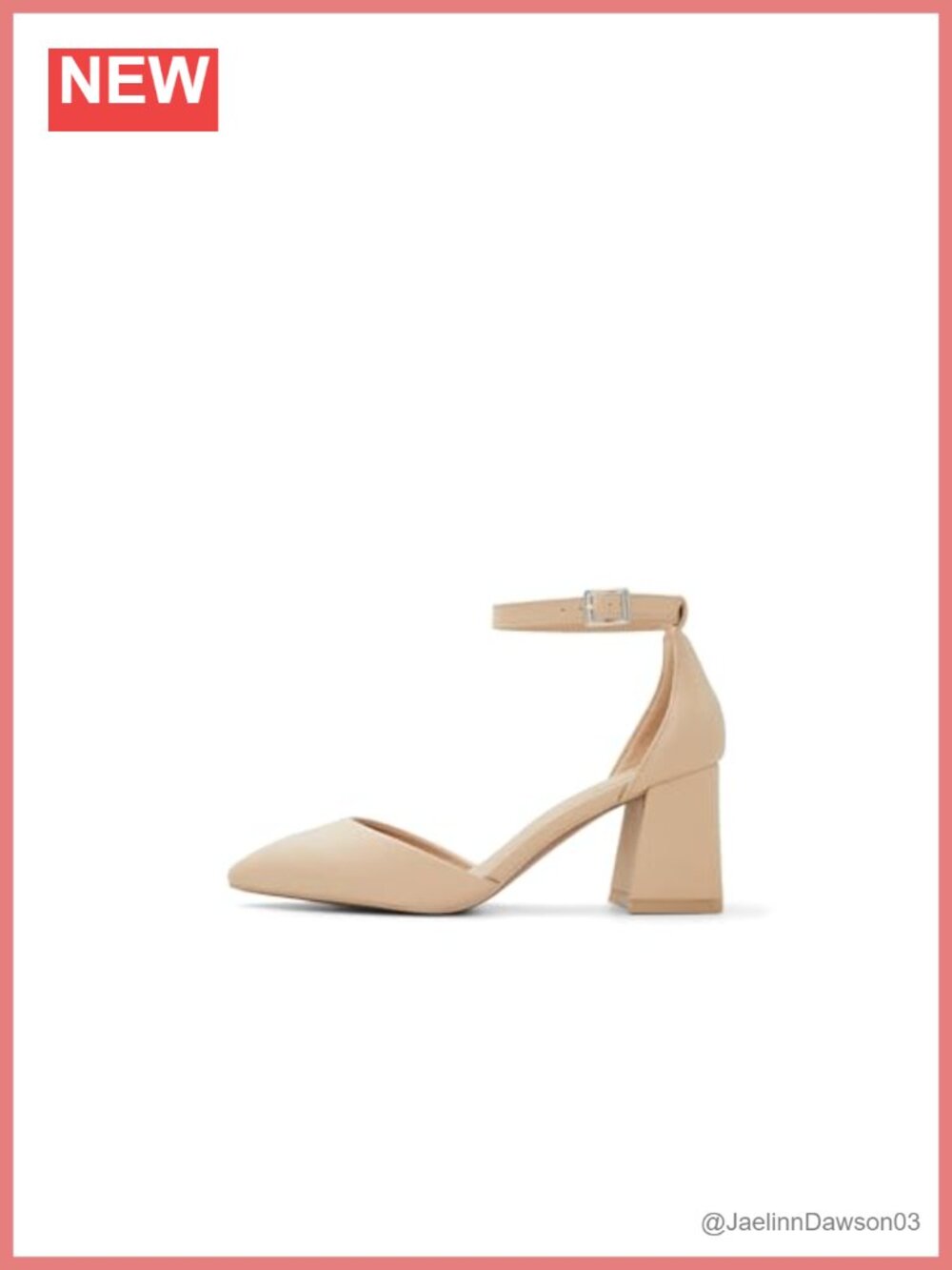 Women's Block Heel Pointed Toe Pumps Faux Leather Buckle